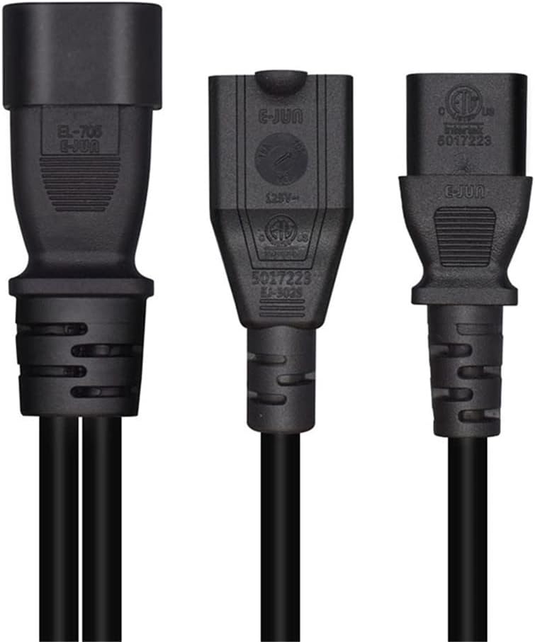 TEWOXIN 5 pcs IEC320 C14 to C13 + NEMA 5-15R Y Splitter Power Cord,for Server, PC, Monitor 1-to-2 Power Adapter Cable(0.3M/1FT) - Image 3